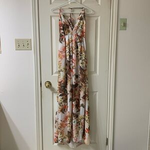 🌷3 for$25🌷PrettyLittleThing, US 4, Orange Yellow & Brown Floral Maxi Dress, NWT